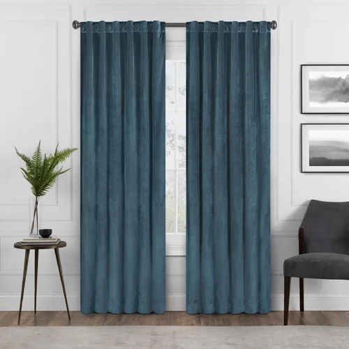 Miniatura 11 de Eclipse Absolute Zero Harper - Cortinas opacas de terciopelo con aislamiento térmico y bolsillo para cortinero para dormitorio, panel individual, 50