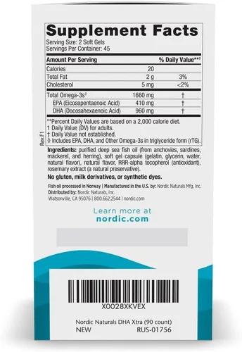 Miniatura 2 de Nordic Naturals DHA Xtra, Fresa - 90 geles blandos - 1660 mg Omega-3 - Fórmula DHA de alta intensidad para el apoyo del cerebro y sistema nervioso