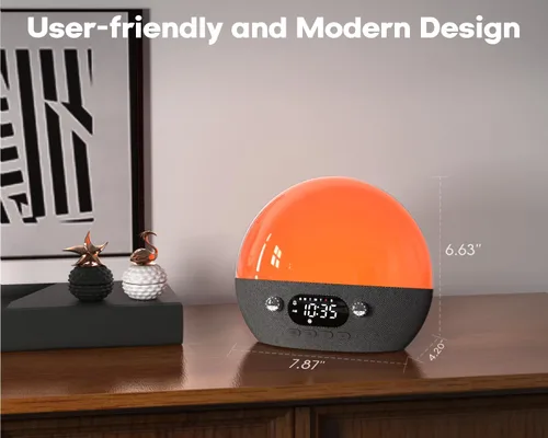 Miniatura 8 de MOMILLA Reloj despertador con altavoz Bluetooth, máquina de sonido de ruido blanco, despertador para dormitorios con personas que duermen