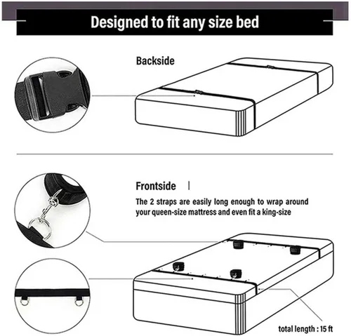 Miniatura 4 de Correas de sujeción de cama para cama de tamaño King, juego de adultos, tamaño Queen, amarras sexuales para adultos, parejas de restricciones