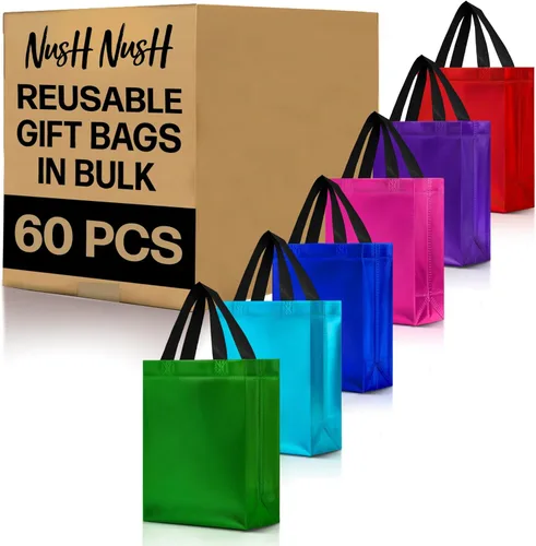 Miniatura 77 de Nush Nush - Bolsas de regalo reutilizables azul aguamarina a granel (azul aguamarina - Tamaño mediano - Juego de 30)