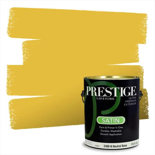 Miniatura 87 de PRESTIGE Pinturas Pintura Exterior e Imprimación En Uno, 1 Galón, Satinado, Pareja Comparable de Benjamin Moore* Amarillo* 320BM-PCM