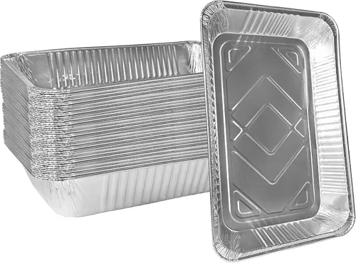 Sartenes de aluminio desechables de 9 x 13 pulgadas, mesa de vapor, bandejas de aluminio poco profundas resistentes – sartenes de papel de hojalata,