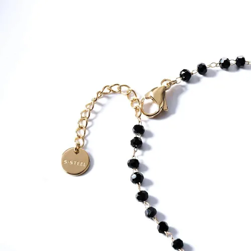 Miniatura 5 de Pulsera de trébol de cuatro hojas con dije de plata 925 con cuentas negras, pulsera ajustable con dije de la suerte simple para mujer