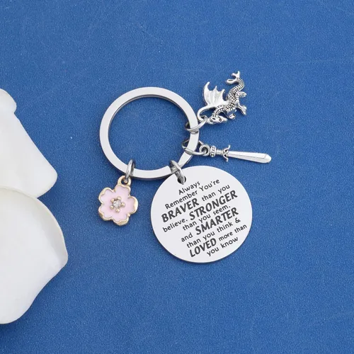 Miniatura 5 de KEYCHIN Llavero de la película Mu Lan y Mushu Dragon Fans Gift You Are Braver Stronger Smarter Than You Think Mu Lan Jewelry