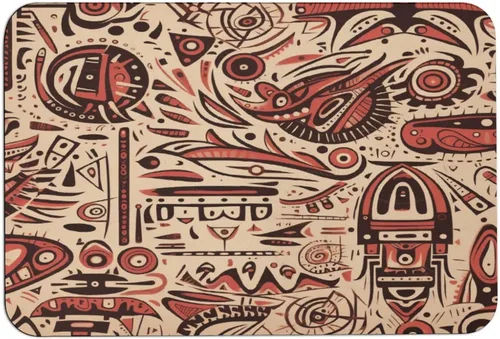 Miniatura 15 de Bath Rugs Mats Red Beige Dark Brown Art Pattern Living Room Floor Mat Secret Tribe Pattern in Bohemian Style Super Absorbent Eco-Friendly Easy to