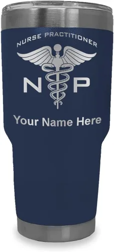 Miniatura 33 de LaserGram NP Nurse Practioner - Vaso aislado al vacío de 20 onzas, grabado personalizado incluido (negro)