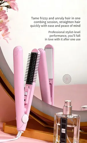 Miniatura 3 de Mini rizador y alisador de cerámica 2 en 1, tamaño de viaje, herramienta de peinado de doble voltaje para cabello corto y fino, rizador de calor