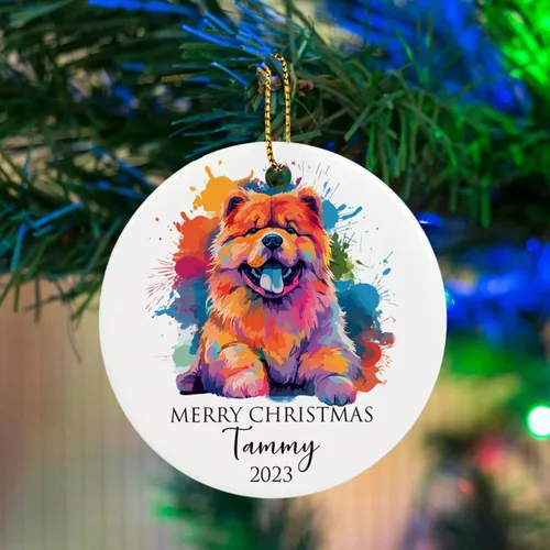 Miniatura 4 de Adorno personalizado de Chow Chow Chow de Navidad 2025, regalo de adorno de árbol de Navidad para amantes de los perros, adorno único de Navidad