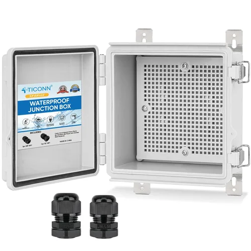 Miniatura 22 de TICONN - Caja de conexiones eléctricas impermeable IP67 con carcasa de plástico ABS con tapa con bisagras con placa de montaje, soportes de pared
