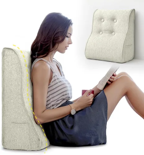 Miniatura 23 de Almohada de lectura de cuña de espuma viscoelástica para cama, almohada ergonómica para adultos con reposacabezas ajustable, almohada de cama