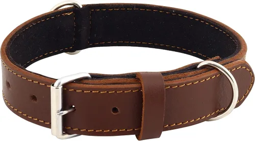 Miniatura 2 de Collar de perro de cuero genuino, acolchado suave, de cuero fuerte, hebilla de níquel inoxidable Lo mejor para cachorros, razas pequeñas, medianas