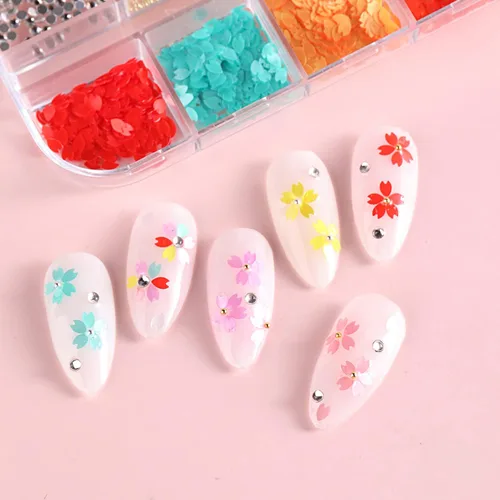 Miniatura 3 de Pétalos florales con purpurina para arte de uñas, diseño de cuentas de diamantes de imitación, suministros de pétalos de flores 3D para mujeres