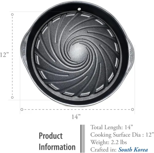 Miniatura 5 de TECHEF - Sartén antiadherente coreana para barbacoa, sartén KBBQ, sin PFOA, apto para horno lavavajillas, fabricado en Corea (negro)