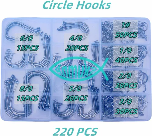 Miniatura 5 de Circle Hooks Fishing Hooks 2X Strong 170PCS/Box 220PCS/Box Octopus Catfish Fish Bulk Fishing Hooks Set Saltwater Freshwater Gear Equipment#1 1/0 2/0