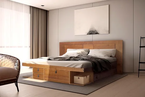 Miniatura 25 de Memomad Bali Slim Set: Plataforma de almacenamiento con cajones + Cabecero de panel plano (Tamaño completo, madera marrón roble)
