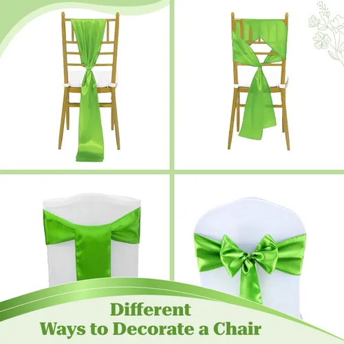 Miniatura 72 de mds - Lote de 10 lazos de satén para sillas de boda y eventos, para decoración de fiestas, 30 colores, Satin, 10 Verde oliva