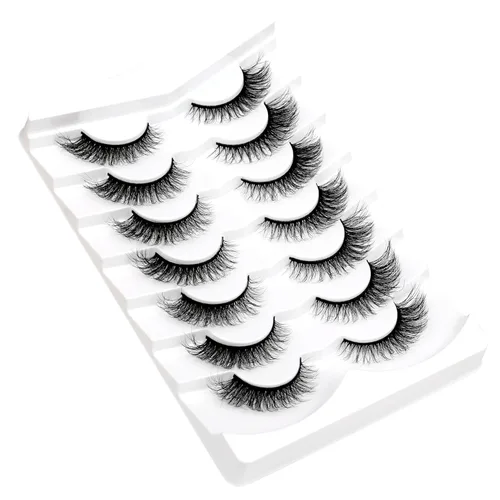 Miniatura 476 de Pooplunch - Pestañas postizas finas de visón sintético, estilo ojo de gato, naturales, cruzadas, tipo racimo, efecto 8D de volumen, tiras