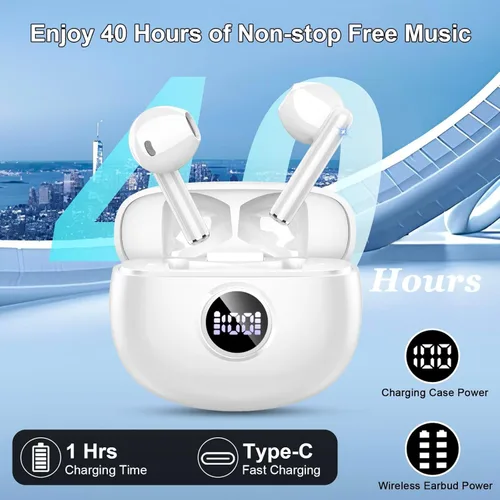 Miniatura 4 de Auriculares inalámbricos, auriculares Bluetooth 5.3 2024 con auriculares estéreo de alta fidelidad con micrófonos ENC con cancelación de ruido