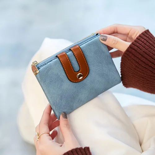 Miniatura 37 de AOXONEL Cartera pequeña de cuero plegable Rfid para mujer, con cremallera, bolsillo para tarjeta de identificación, delgada, compacta y delgada