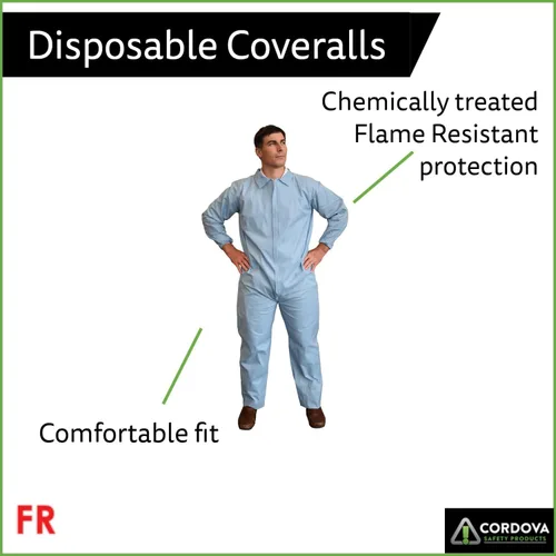 Miniatura 3 de Cordova FRC150 - Overol desechable, protección resistente al fuego, autoextinguible, para protección contra contaminantes y chispas, muñecas