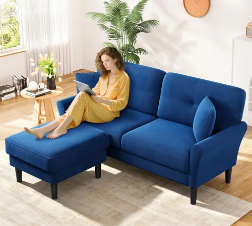 Miniatura 17 de Sofá biplaza de 69 pulgadas, sofás pequeños de terciopelo para espacios pequeños, sofás de dos plazas con 2 almohadas, sofás de dos plazas