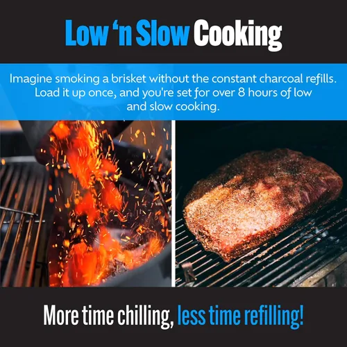 Miniatura 4 de SnS Grills Slow 'N Sear Insertos de carbón para cocción a baja y lenta y alta temperatura, accesorios patentados de acero inoxidable para parrillas
