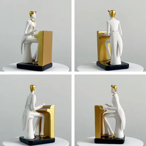 Miniatura 4 de HAUCOZE Estatua de músico, escultura de piano, decoración musical, regalo para amantes de la música, para estudio, sala de estar, oficina, 10