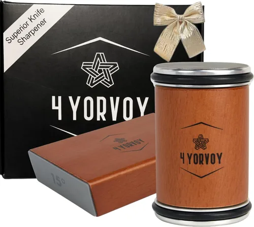 4 YORVOY - Kit de afilador de cuchillos rodantes, la mejor herramienta para afilar cuchillos con ángulo de afilado de cuchillos de 15 y 20 grados,