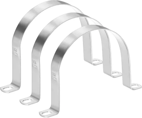 Miniatura 68 de M METERXITY Paquete de 3 abrazaderas de conducto, correa rígida de acero inoxidable 304 de 3-1/2 pulgadas M89 U con 2 agujeros