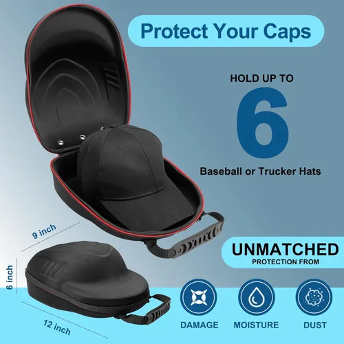 Miniatura 2 de Estuche de viaje para gorras de béisbol, estuche de almacenamiento para sombreros con 1 gorra de béisbol negra y correa ajustable para el hombro