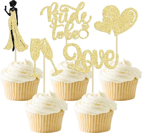 30 piezas de decoración de cupcakes de champán con diseño de corazón de amor, para despedida de soltera, decoración de tartas para boda, compromiso,