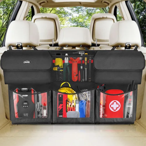 Miniatura 9 de Oasser Organizador de almacenamiento para automóvil, nueva versión, organizador colgante para maletero con 10 bolsas de almacenamiento funcionales