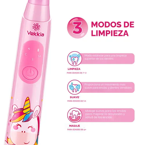 Miniatura 3 de Vekkia - Cepillos de dientes eléctricos para niños Rosa