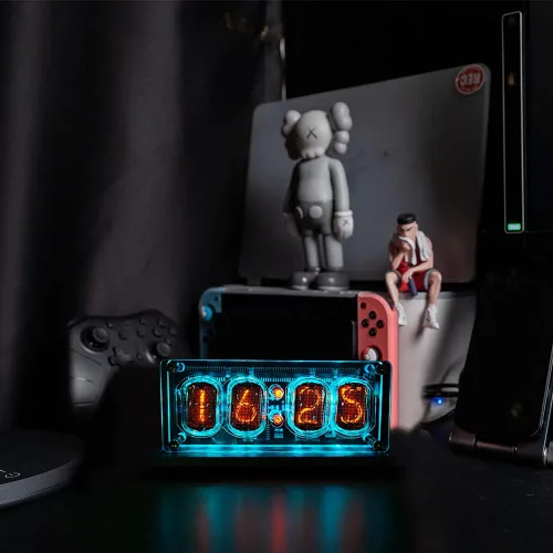 Miniatura 4 de Reloj de Tubo Luminoso - Reloj de Tubo Nixie Retro con Pantalla Digital, Luz RGB, Perfecto para Decoración de Escritorio y Habitación, Regalo