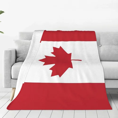 Manta patriótica con la bandera de Canadá, ligera, acogedora y cálida, manta para sofá o cama, 50 x 40 pulgadas Bandera de Canadá-v0001