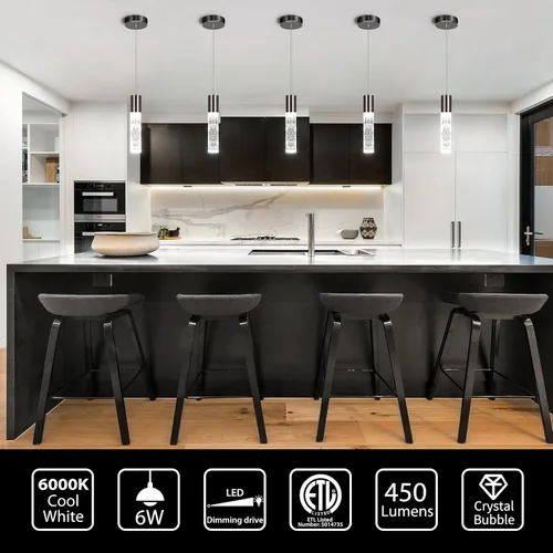 Miniatura 2 de OKELI Luces colgantes modernas, luces LED de cristal de burbuja para isla de cocina, accesorios de iluminación, mini iluminación colgante individual