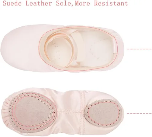 Miniatura 3 de Stelle Zapatos de ballet para niñas pequeñas, zapatillas de ballet de saténpurpurina para bailar (bebépequeñoniños grandes)