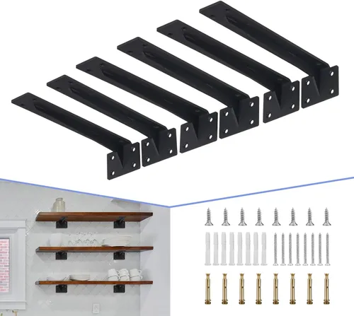 Miniatura 8 de CLT Soporte de Estante Negro, 12" X 5" Un Cuarto de Pulgada (1/4") de Grosor - Carga Máxima: 440 lb Rústico Industrial Moderno Granja Resistente