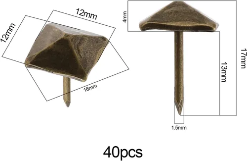 Miniatura 4 de The Lord of the Tools 40 piezas de clavos de tapicería de bronce cian muebles decorativos cuadrados remaches tachuelas de metal sujetadores