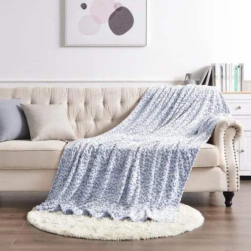 Miniatura 2 de PLEASANT BOULEVARD Manta de Forro Polar con Estampado de Leopardo, Colcha de Microfibra Suave Liviana Acogedora y Cálida Premium para Sofá y Cama