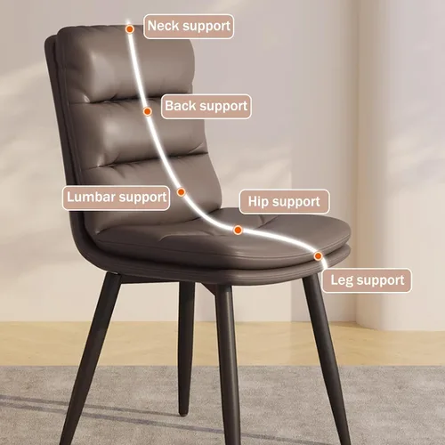 Miniatura 5 de Upholstered Dining Chairs Set of 4, Leather Kitchen Chair with Metal Legs, Dining Room Kitchen Chair with Back for Brown