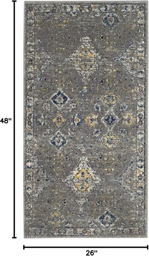 Miniatura 2 de SAFAVIEH Evoke Collection EVK224G - Alfombra decorativa bohemia y oriental que no desprende pelusa, para sala de estar y dormitorio, 2 pies 2