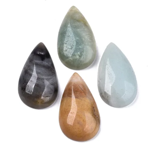 Miniatura 3 de Beadthoven - 10 cuentas de piedra natural con forma de lágrima natural, gota de agua de amatista, sin agujero, cuentas de piedra de cristal curativo