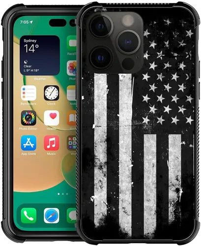 Miniatura 45 de ZHEGAILIAN Funda compatible con iPhone 14, funda de munición AK 47, parte trasera de vidrio templado+funda protectora de TPU de silicona suave