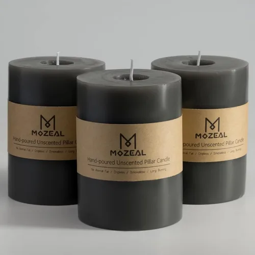 Miniatura 79 de MOZEAL Velas grandes sin perfume vertidas a mano de 3 x 8 pulgadas, sin humo, juego de 2, combustión lenta, sin goteo, aproximadamente 150 horas