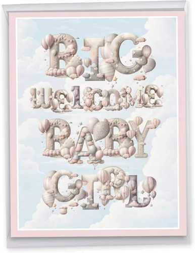 Miniatura 12 de NobleWorks - Tarjeta de felicitación para recién nacido con sobre (grande 8.5 x 11 pulgadas) - Baby On The Way J6355BBG
