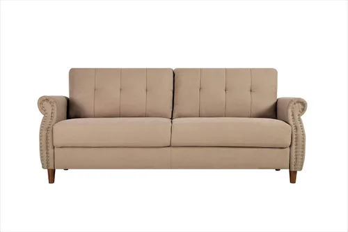 Miniatura 14 de Container Furniture Direct Tapizado ultra moderno con botones capitoné en la parte trasera con brazos enrollados para sala de estar, galleta