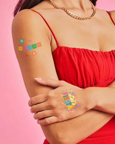 Miniatura 6 de xo, Fetti Fiesta Party Supplies - Tatuajes metálicos - 52 estilos Decoraciones del Cinco de Mayo, despedida de soltera de fiesta final +