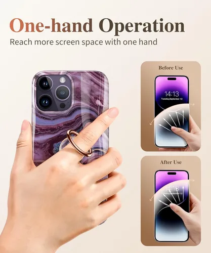 Miniatura 7 de GVIEWIN Soporte de anillo de teléfono celular de mármol, agarre de metal con rotación de 360°, compatible con iPhone 17/16/15/14/Pro Max/Air/Plus